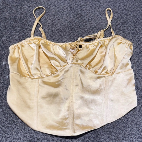 Adorable Pastel Yellow Corset Tank Top - Picture 1 of 7